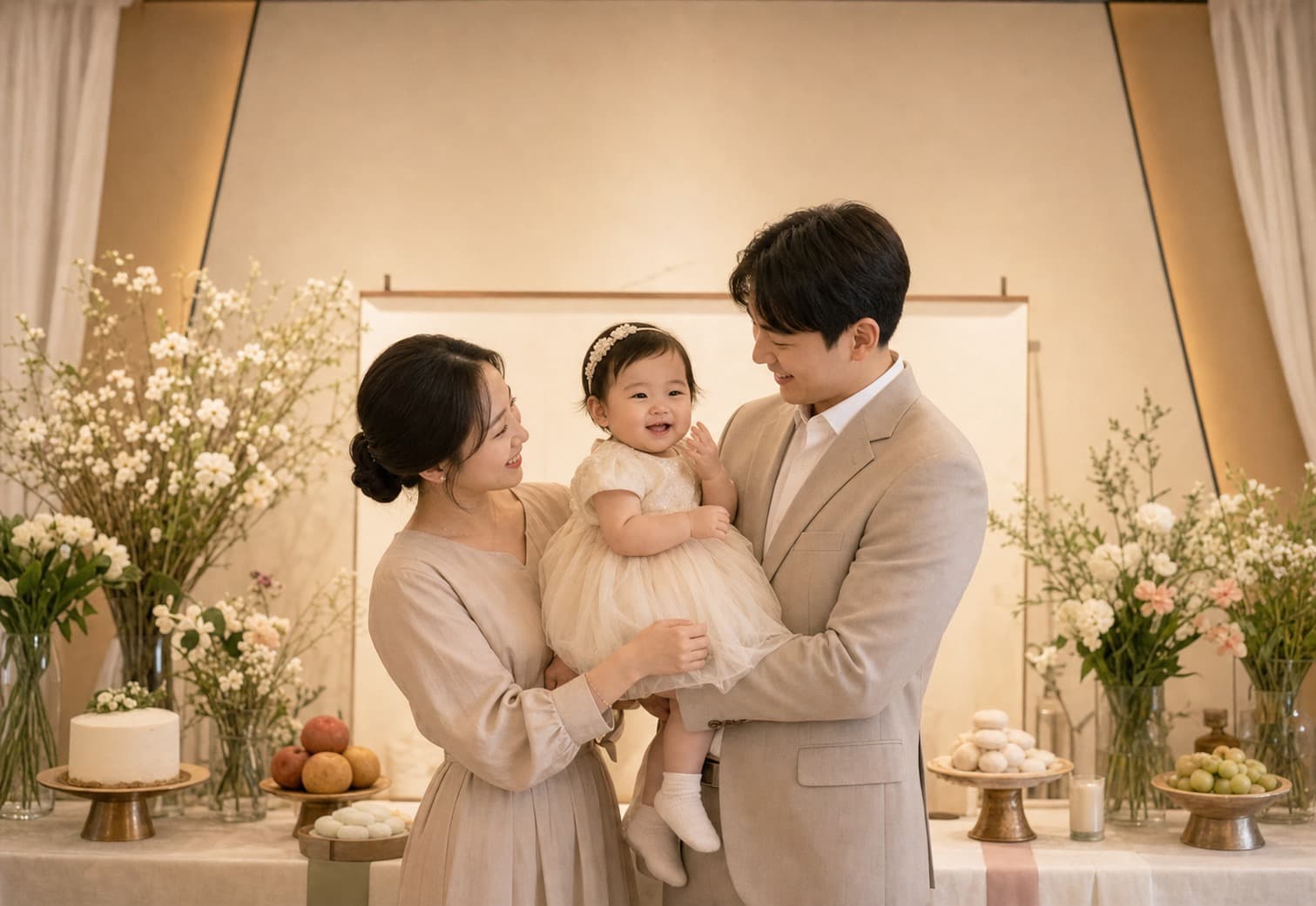 어른 식사 시작 전 가족 인사 · 알레르기 표시 스티커는 안내 데스크에서 확인